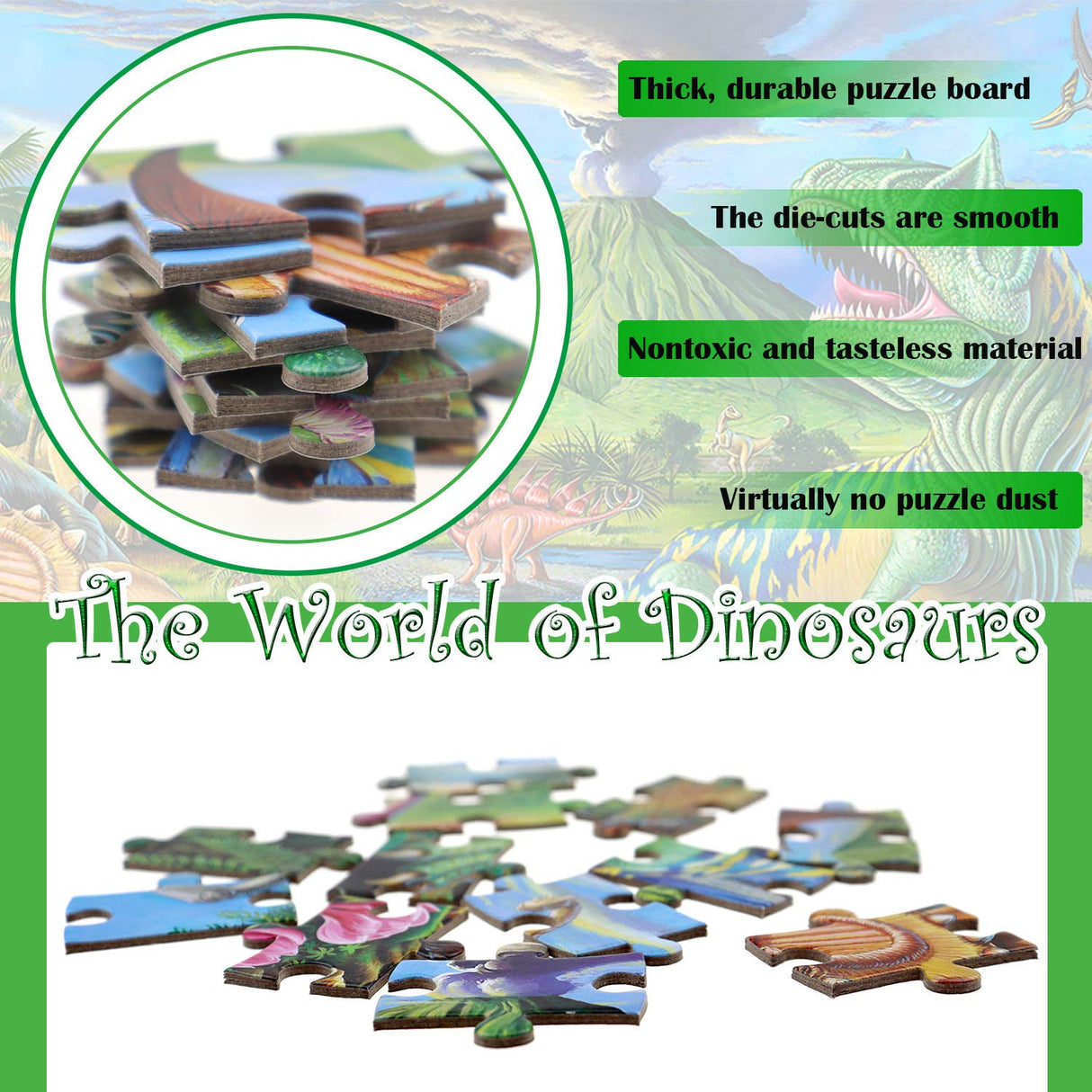 Puzzles for Kids Ages 4-8 Year Old,100 Piece Dinosaur Jigsaw Puzzle for Toddler Children Learning Educational Puzzles Toys for Boys and Girls - Every Piece is Unique… RANSUNN