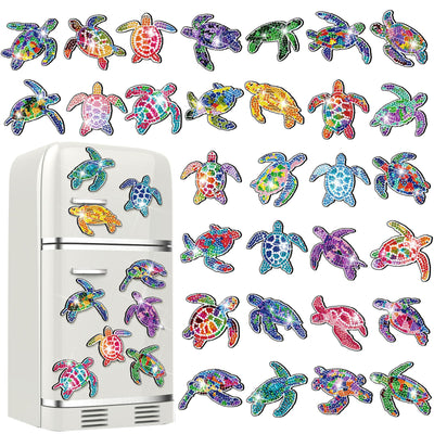 Remuuly 30 Pcs Diamond Painting Magnets Summer Diamond Art Magnet Kits for Adults Spring Flower Animal Cupcake 5D Rhinestones Refrigerator Magnetic Stickers for Fridge DIY Crafts Gifts(Turtle)