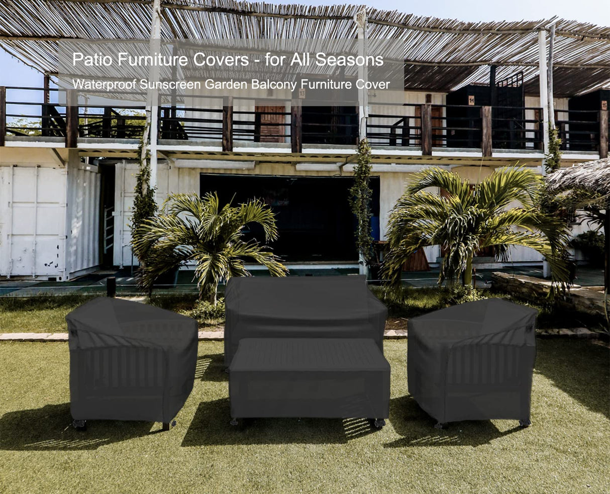 MaWGcowerd Patio Furniture Cover-420D Oxford Cloth Sofa Table Chair Waterproof Cover, 4 Piece Set of Outdoor Garden Patio Furniture Waterproof Dustproof Sunscreen Cover MaWGcowerd