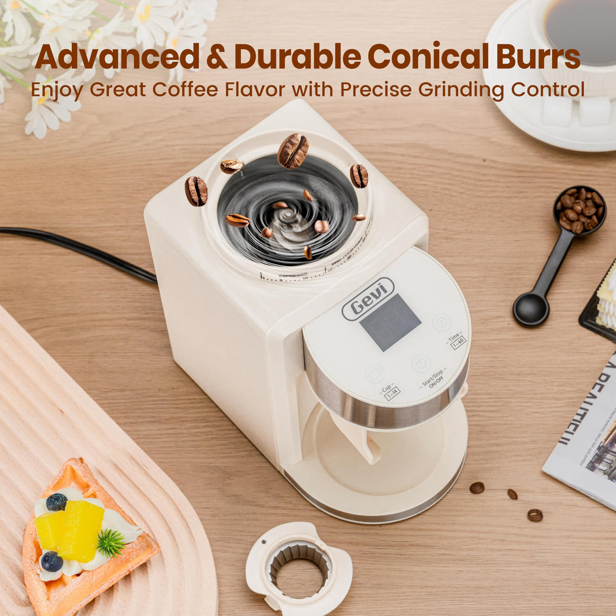 Gevi Espresso Machine 20 Bar with Grinder, Professional Espresso Maker with 35 Precise Grind Settings Burr Coffee Grinders Combos, Super-Automatic Espresso Machines, Gift for Coffee Lover Gevi