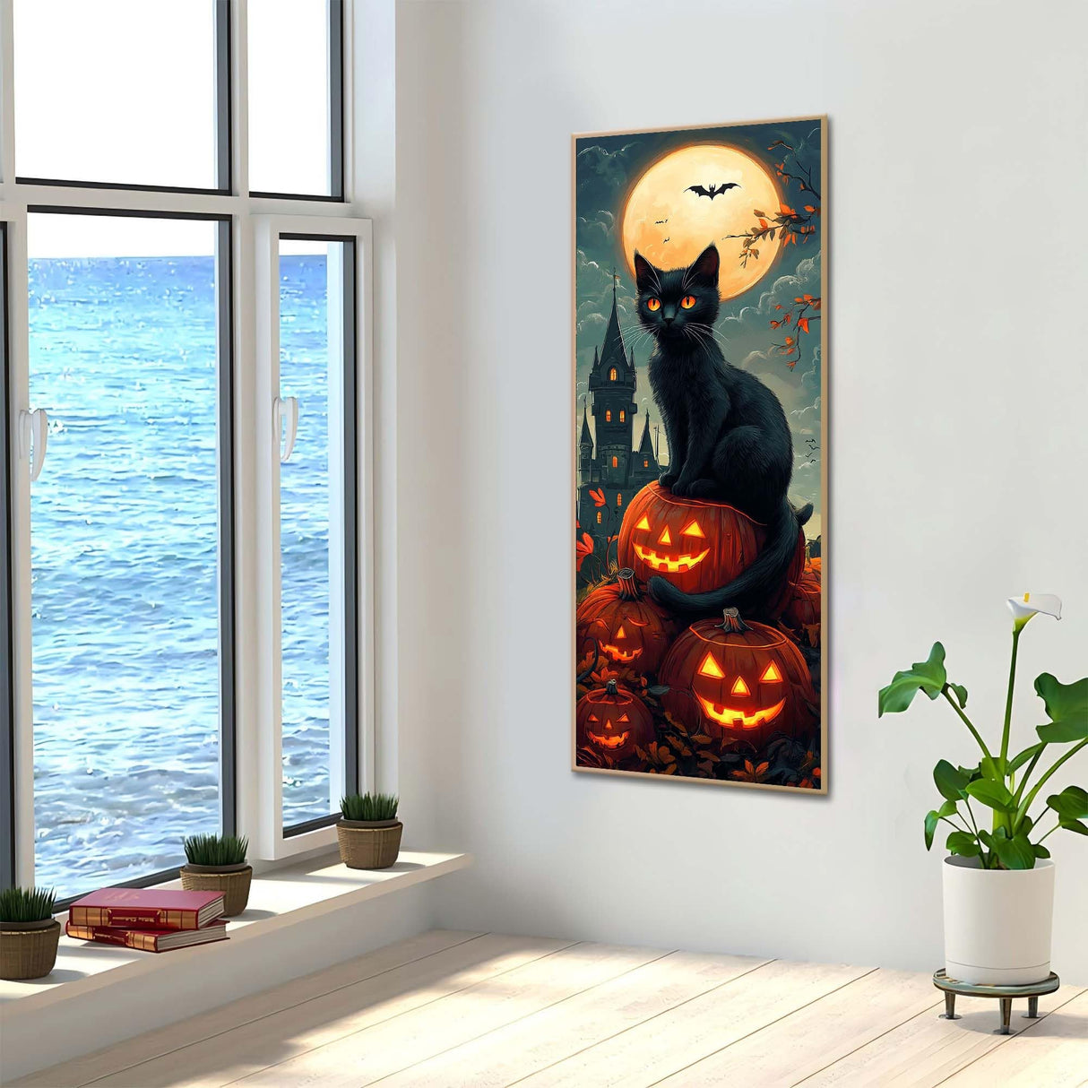 Kaliosy 5D Large Black Cat Pumpkin Diamond Art Kits for Adults, DIY Halloween Diamond Painting Full Round Drill Crystal Art - Craft Cross Stitch Embroidery for Home Wall & Office Decor 11.81x31.5 inch Kaliosy