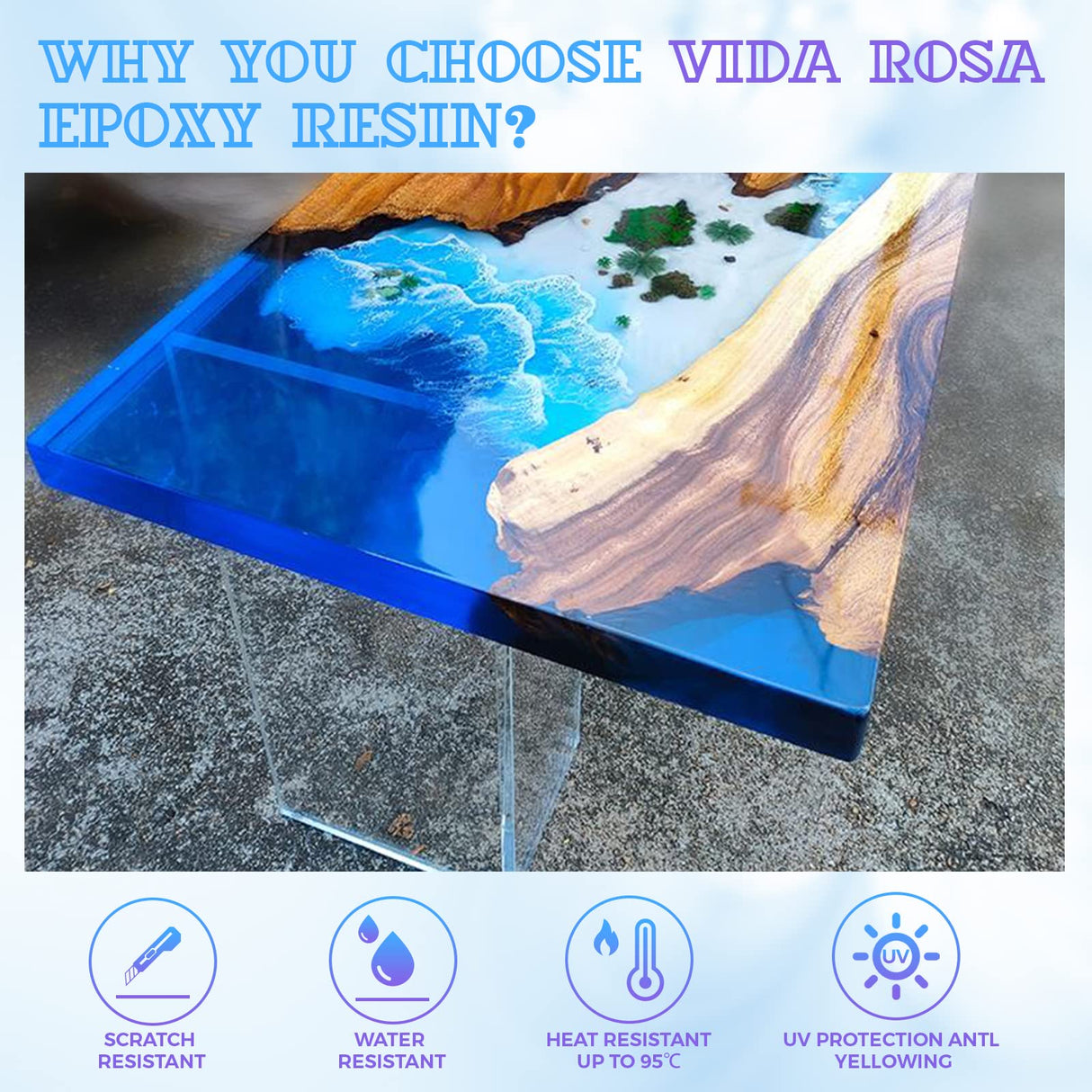 Vida Rosa Epoxy Resin Kits for Beginners with molds,dried flower,600ml/ 21.16oz Crystal Coating for Art, Craft, Jewelry Making, River Tables,2 Gloves, 2 Measuring Cup and 2 Wooden Sticks VidaRosa