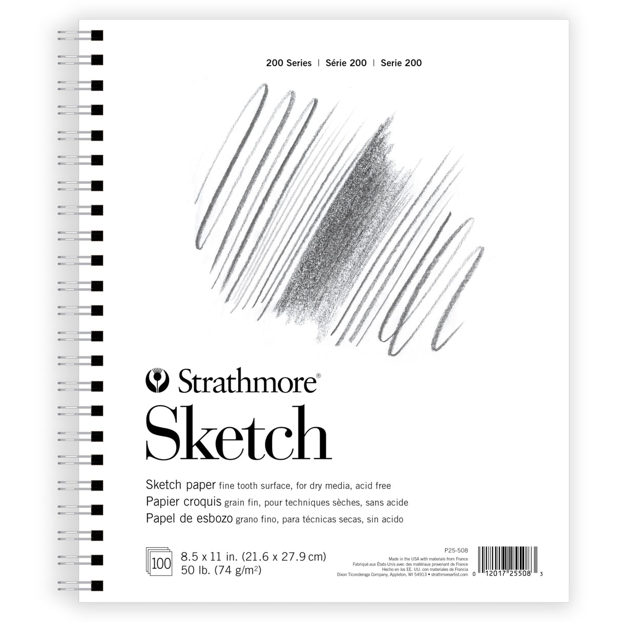 Strathmore 200 Series Sketch Pad, 8.5x11 inch, 100 Sheets, Side Wire - Artist Sketchbook for Drawing, Illustration, Art Class Students Strathmore