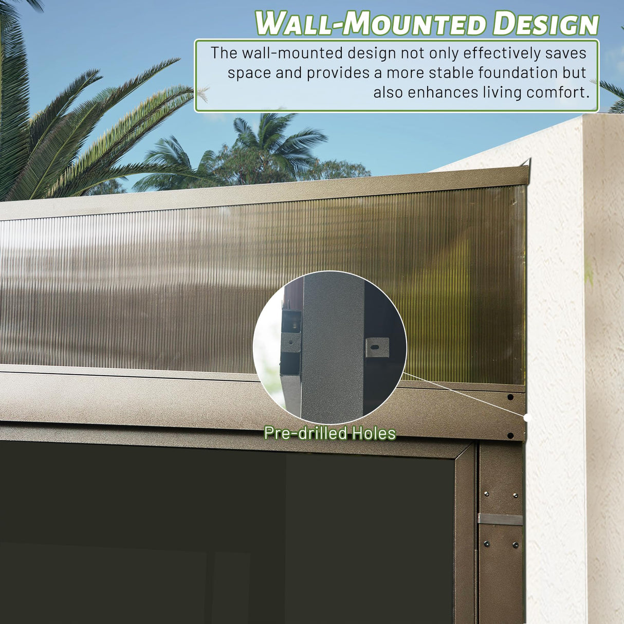 SHPAI 12'x14' Lean to Sunroom, All Weather Wall Mounted Solarium, Hardtop Aluminum Gazebo with Galvanized Steel Roof, 2 Sliding Doors, PVC Screens, Outdoor Permanent Sun Room for Patio, Deck, Backyard SHPAI