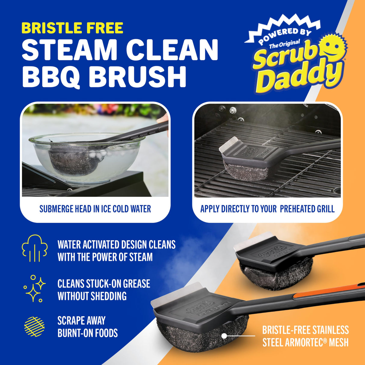 Mr. Bar-B-Q Steam Clean BBQ Brush Powered by Scrub Daddy Mr. Bar-B-Q