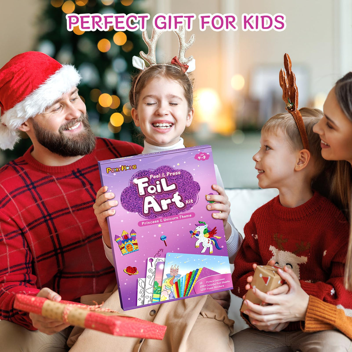 PERRYHOME Foil Arts and Crafts for Kids Ages 4-8 -DIY Unicorn & Princess Foil Foam Stickers Fun,Mess Free Kids Crafts,Creative Christmas Birthday Gifts Toys for 4 5 6 7 8 Year Old Girls PERRYHOME