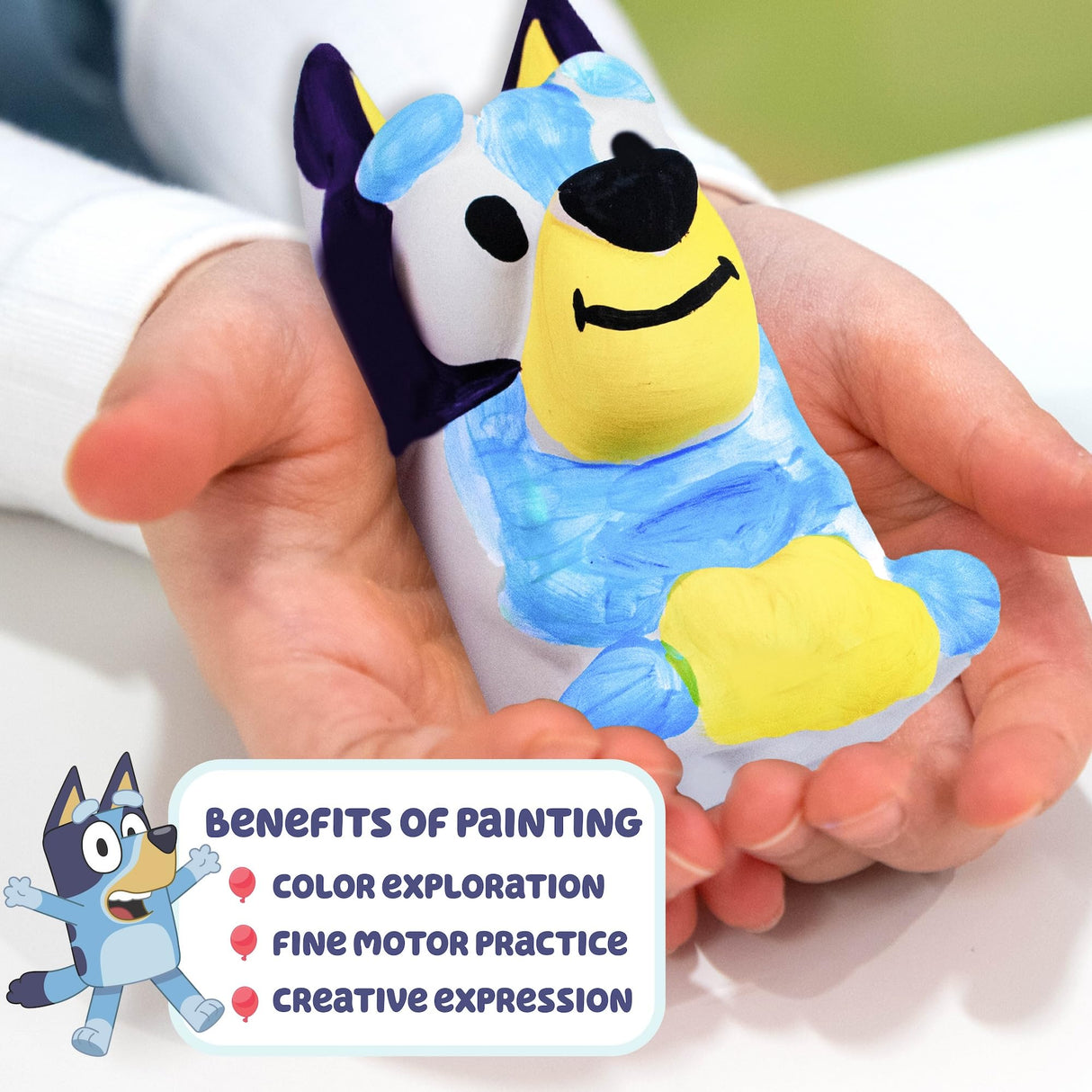 Bluey Paint Your Own Figurine, Fun Paintable Ceramic Bluey Figurine, Includes 6 Acrylic Paints, Paintbrush, Bluey Toys, Bluey Birthday Decorations, Bluey Party Favors, Kids Activities, Bluey Figures Horizon Group USA