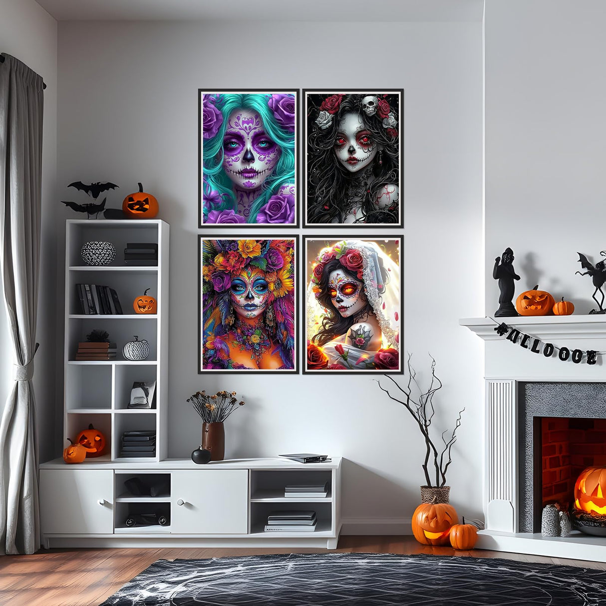 SENQAO 4 Pack Gothic Diamond Painting Kits for Adults, 5D Diamond Art Kits for Beginners, DIY Bear Horror Doll Round Full Diamond Gemstone Art Rhinestone Painting for Wall Decor 12X16 inch SENQAO