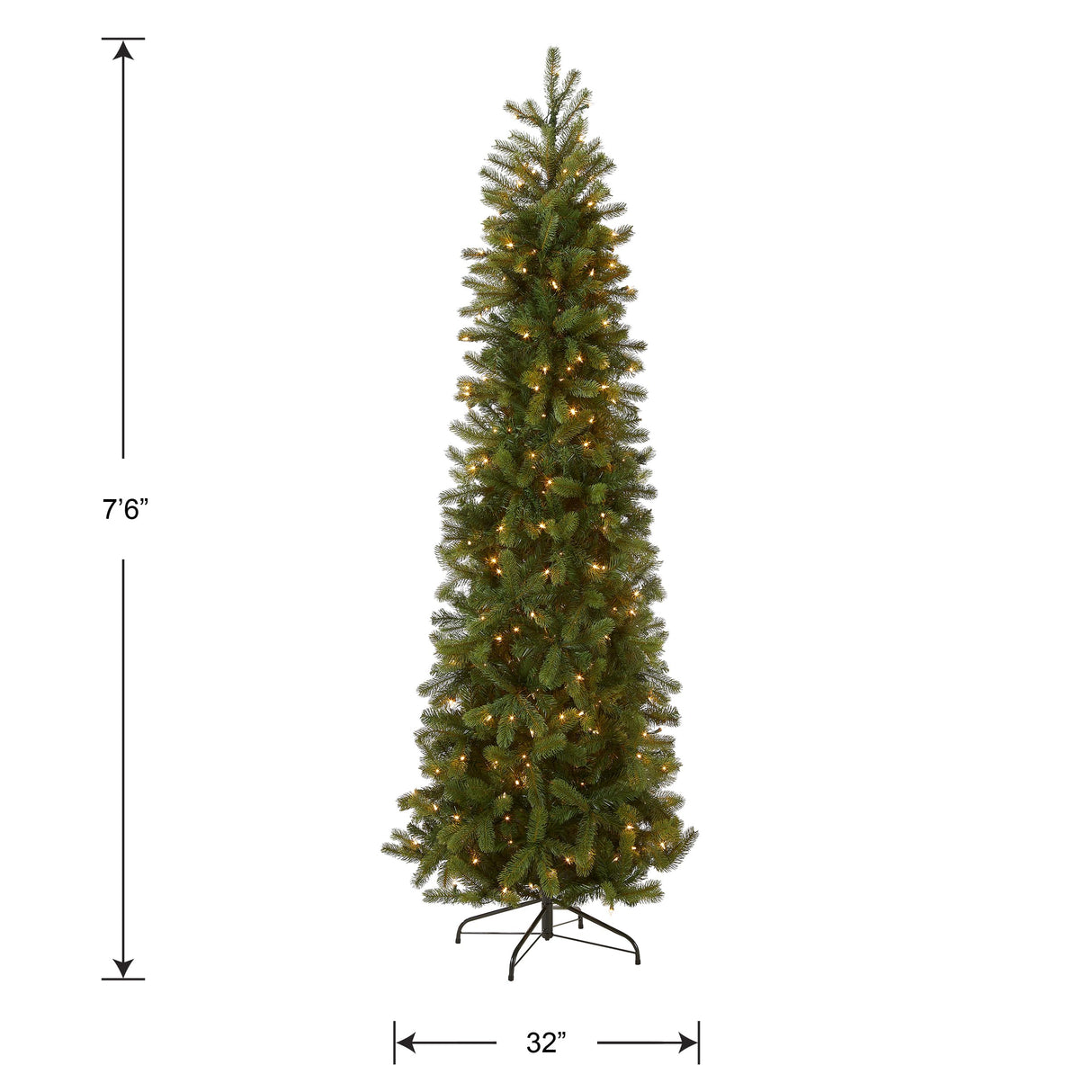 National Tree Company Pre-Lit 'Feel Real' Artificial Slim Downswept Christmas Tree, Green, Douglas Fir, White Lights, Includes Stand, 7.5 feet National Tree Company