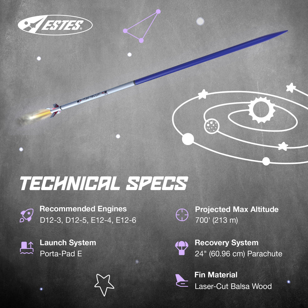 Estes 1295 Mean Machine Rocket-Building Kit, Advanced Flying-Rocket-Model Kit for Ages 10+ Estes