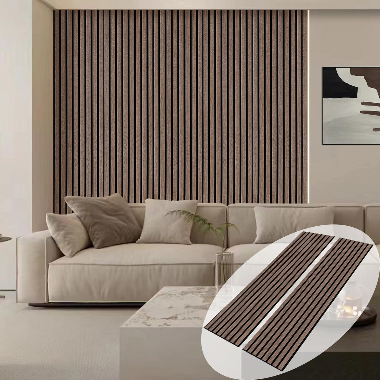 ARMURO Wood Panels for Wall - 2 PCS Wood Slat Wall Panel, Natural Walnut Veneer Acoustic Wall Panels - 12.6" W x 94.5" L ARMURO
