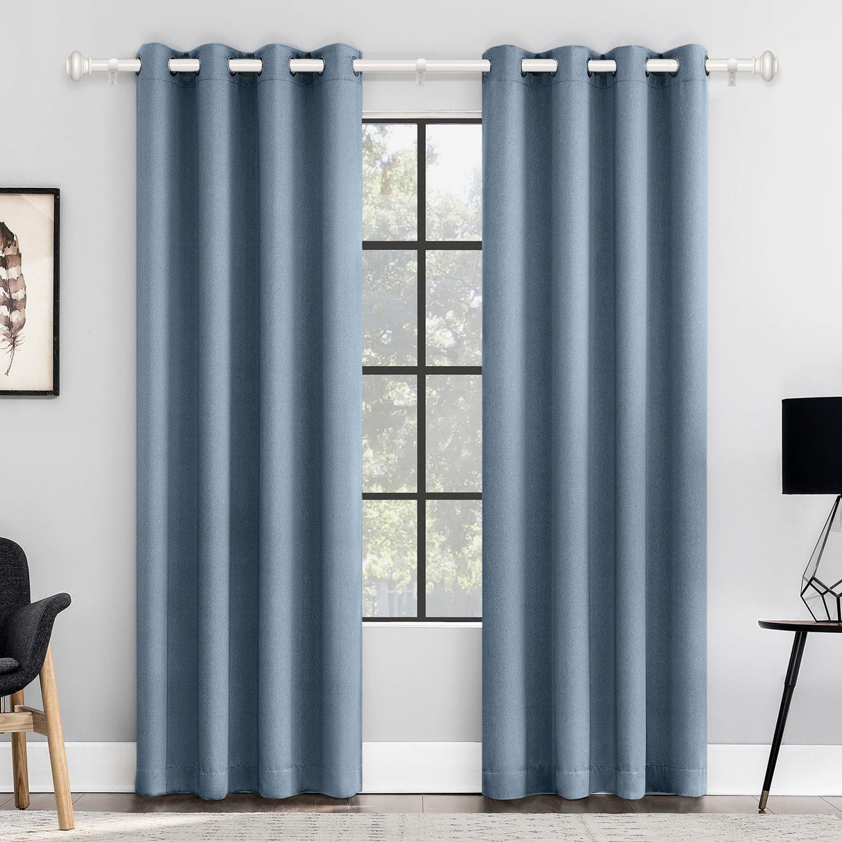 SIMEWIN White Curtain Rods for Windows 28 to 48 Inches Adjustable Decorative 1 Inch Diameter Single Window Curtain Rod Set with Classic Finials, White Finishing SIMEWIN