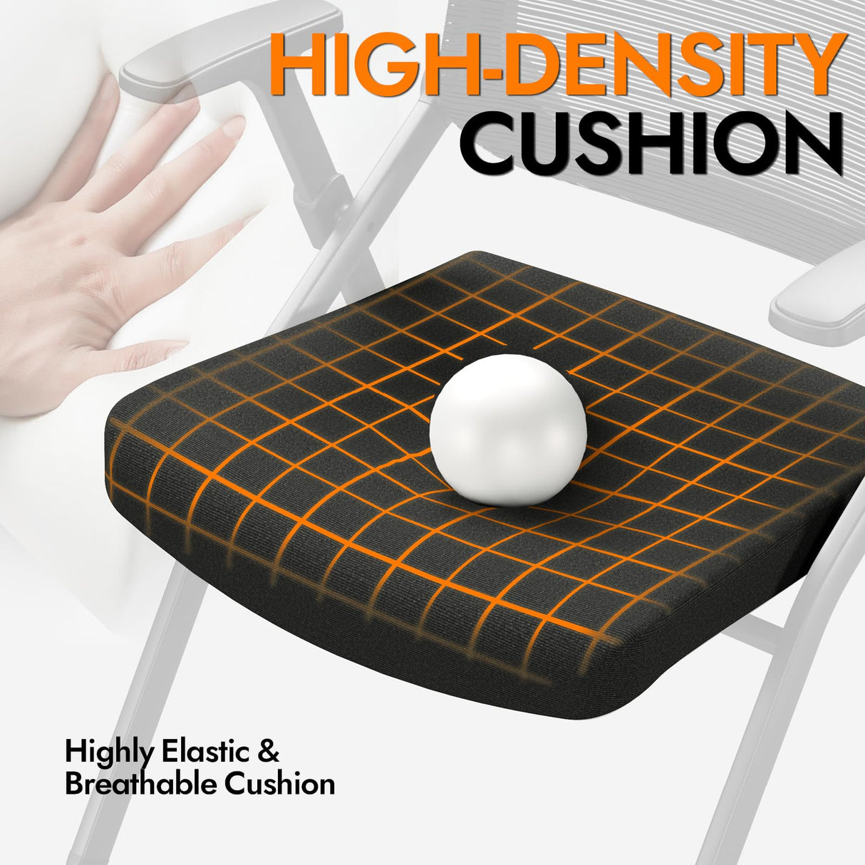 FYLICA Foldable Office Chair Set of 2 with PU Wheels Ergonomic Mesh Bouncing Back, Stackable Conference Room Chair, Office Guest & Reception & Meeting Chair (Black) FYLICA