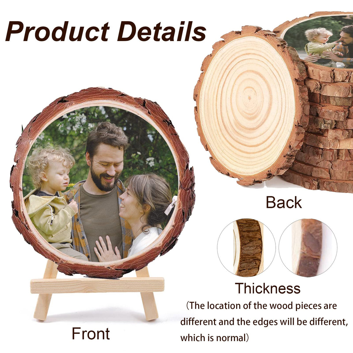 Personalized Picture Frame Custom Photo Printing on Wood Slices Wooden Craft with Bracket Customized Photo Gifts for Christmas Birthday Anniversary GONIS