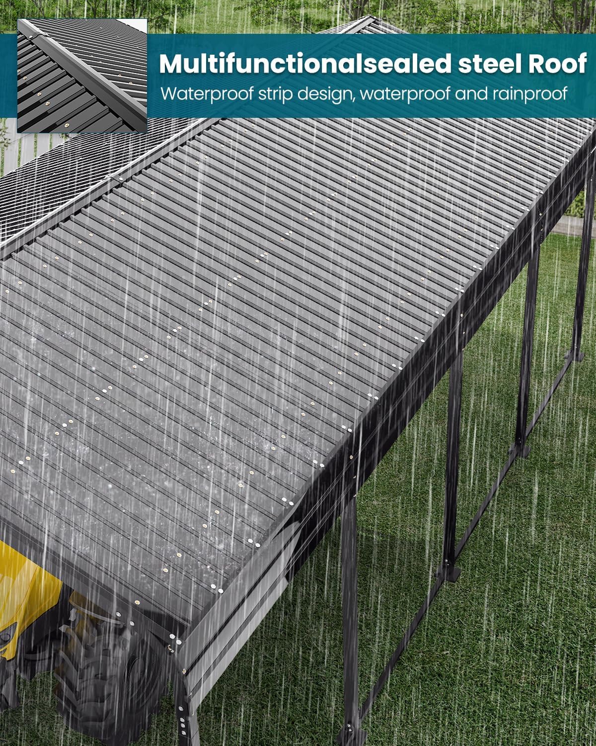 Metal Carport 12x21 Heavy Duty Easy Snow Off & Self Draining Design, 70KG/㎡ Load Ideal for Snow/Rain/Wind Conditions, Enhanced Base & Double Rust Proof Coating & Galvanized for Boats and Car, Truck Hoteel