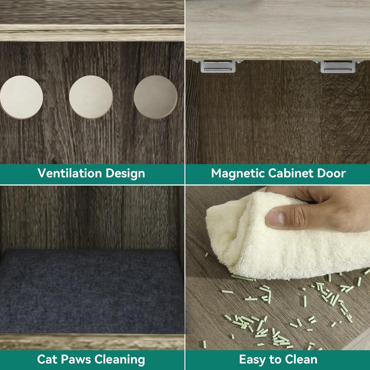 YITAHOME Cat Litter Box Enclosure with Shelves Storage, 54" Hidden Litter Box Furniture with Cat Bowl and Cat Litter Mat, Grey YITAHOME