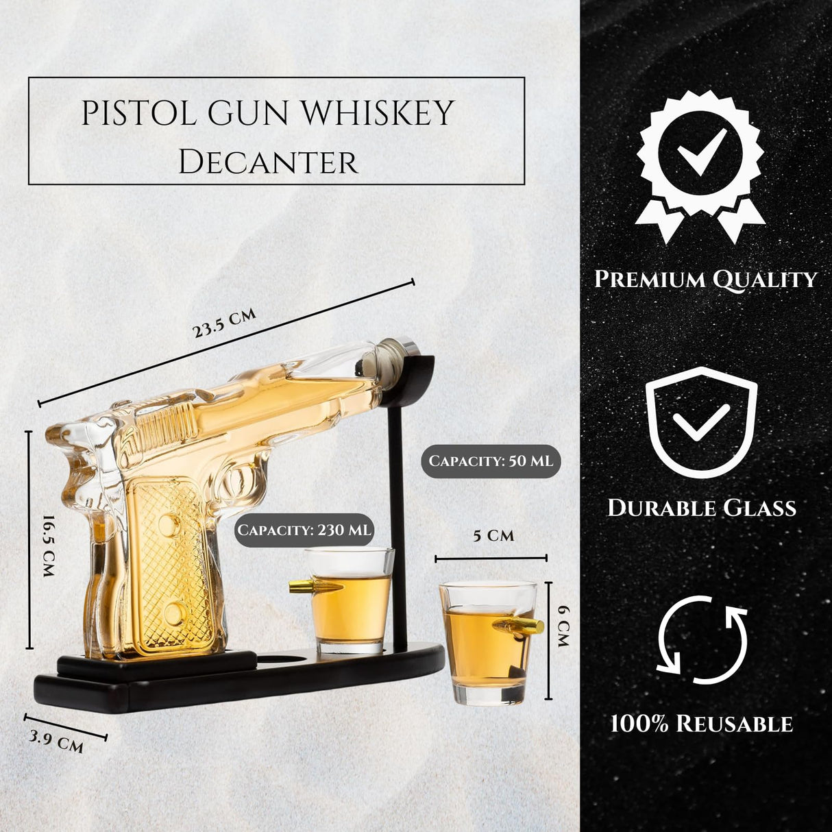 Gifts for Men Dad, 10.1 Oz Whiskey Gun Decanter Set + 2 Bullet Glasses - Unique Birthday Pistol Gift Ideas Daughter Son, Personalized Liquor Dispenser - Scotch Bourbon Vodka, Him, Brother Husband The Wine Savant