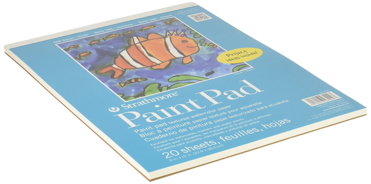 Strathmore (27-209 100 Series Youth Paint Pad, 9 by 12", 20 Sheets, White, 9x12 Strathmore