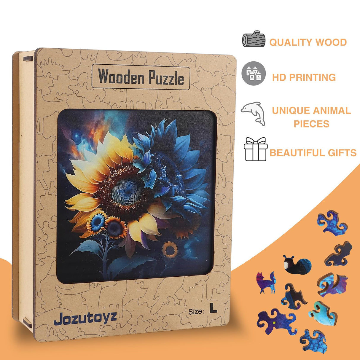 Wooden Puzzle for Adults, 248 Piece Unique Animal Shaped Wooden Jigsaw Puzzles, Wooden Puzzle Adults Family Game Gift for Adults and Teenagers (11.2 * 11.2in) Jozutoyz