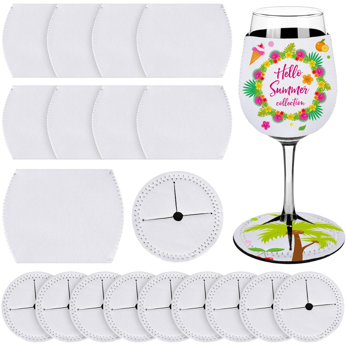 20 Pcs Christmas Sublimation Wine Glass Covers Sublimation Wine Glass Blanks Neoprene Wine Sleeve Blank Sleeve Mask for Glasses Sublimation Neoprene Insulator Cover for Drinks Sublimation Ornaments Romooa