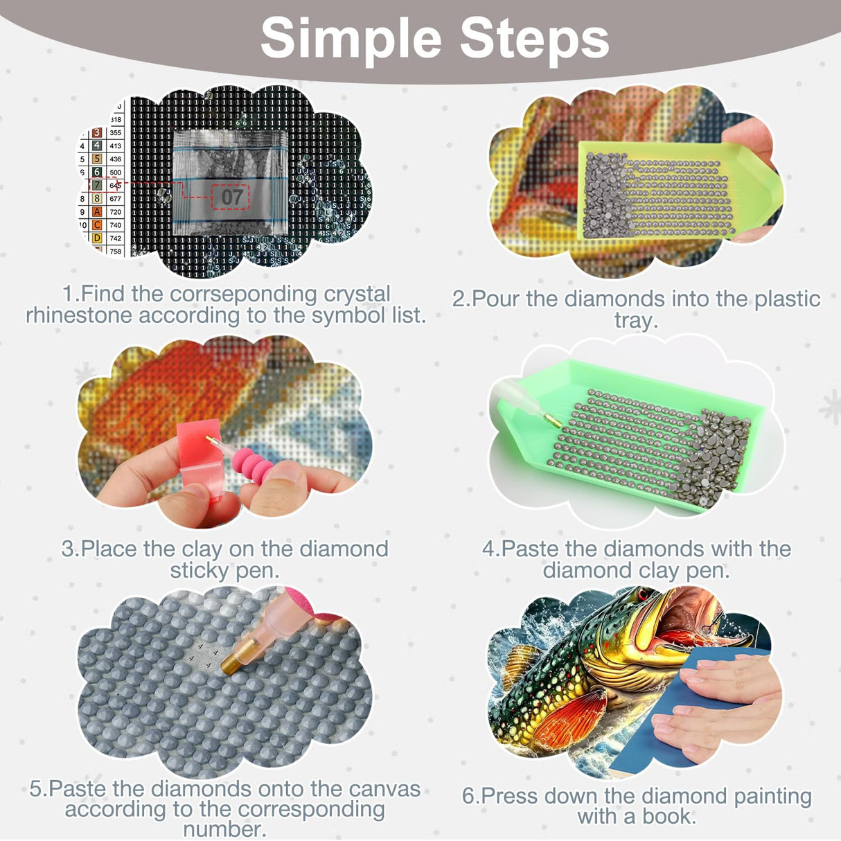 AIRDEA Diamond Art Paintings Kits for Adults,Fish DIY Gem Art Kits for Beginner,12x16 in,Big Fish,Round Full Drill AIRDEA