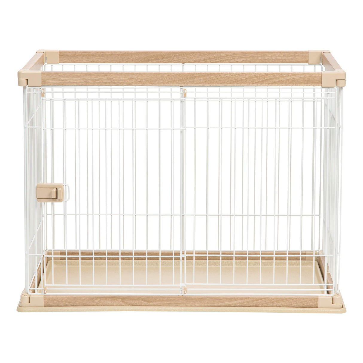 IRIS USA Medium Dog Crate, Dog Kennel Indoor with Sliding Door & Bottom Tray, Dog Cage, Wire Pet Pen with Bottom Tray, Stylish Wood-Like Trim, Light Brown IRIS USA, Inc.