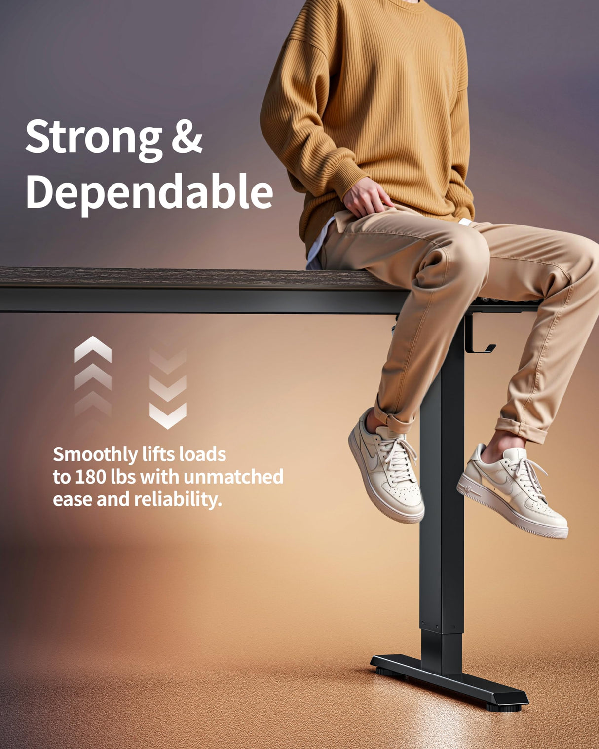 Standing Desk Electric Adjustable Computer Desk-Stand up Desk Office Gaming Home Office Memory Desks 48x24 inches Black Frame/Rustic Brown Top BIZUM