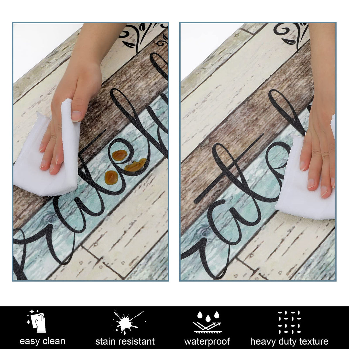 HEBE Anti Fatigue Kitchen Mat Set of 2 Non Slip Cushioned Kitchen Mats for Floor Waterproof Farmhouse Kitchen Rugs and Mats Set Comfort Standing Desk Mat Carpet for Sink,Office,Laundry HEBE