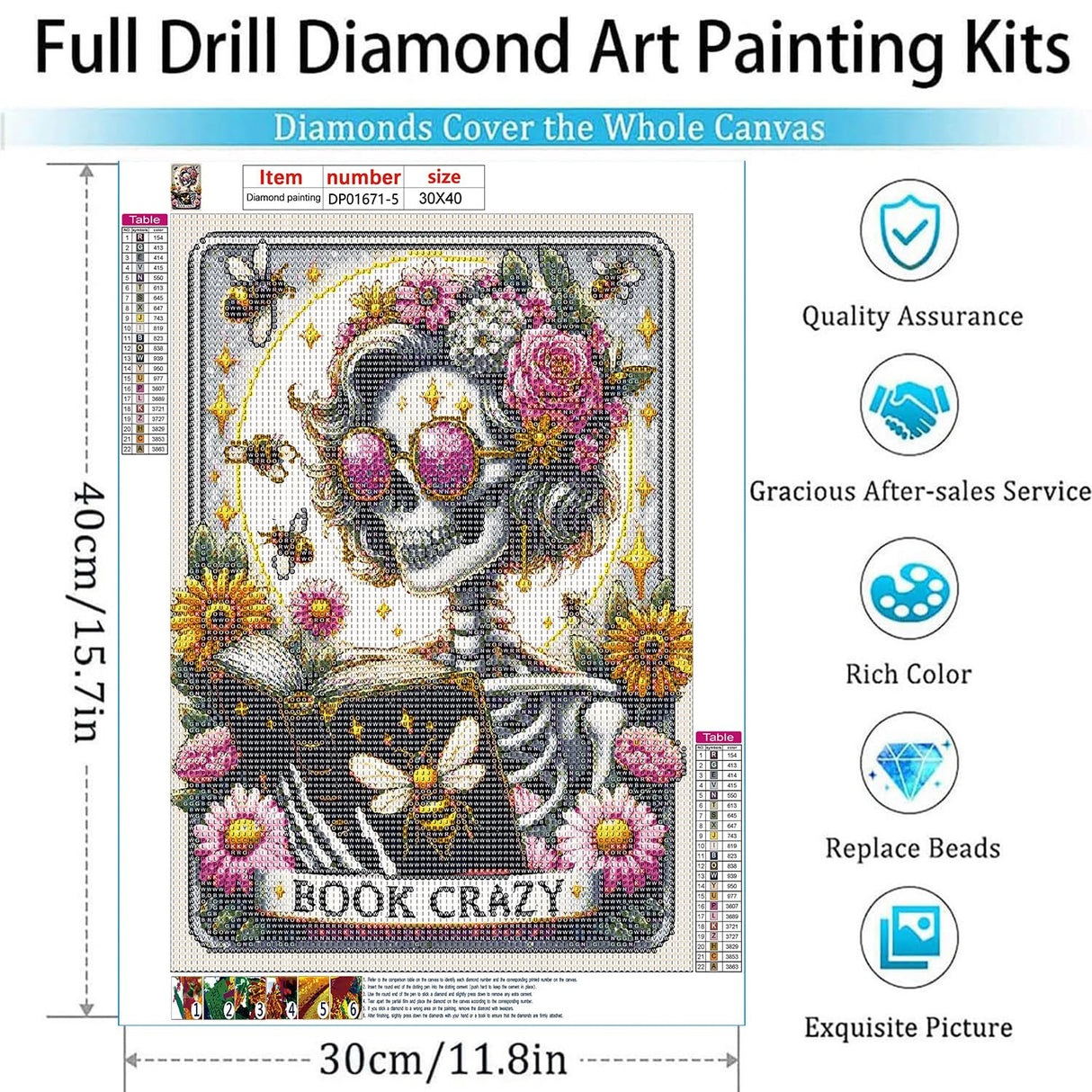 GOUOYANA Skull Diamond Art Kits for Adults, Tarot Card Diamond Painting for Beginners, DIY Full Rhinestone 5D Gothic Diamond Painting Kits (Gemstone Craft), Home Wall Decoration (12x16 inch) GOUOYANA