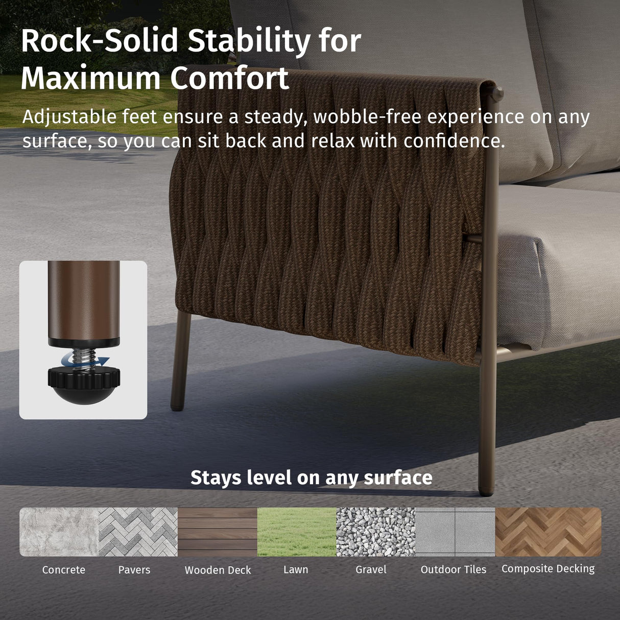 EAST OAK 3-Piece Patio Furniture Set | Armchairs & Coffee Table | Outdoor Furniture with Cushions | Deep Seating Modern Conversation Set | Garden, Porch, Balcony & Backyard | Chestnut & Apricot EAST OAK