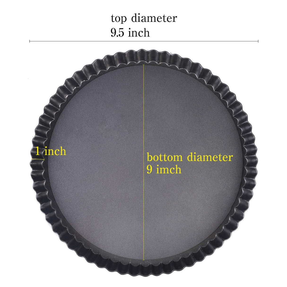 RICHSC-PAN Tart Pan, 9 Inch Tart Pans, Non-Stick Removable Loose Bottom Carbon Steel 9In Tart Pan, The 9.5 Inches at the Top and 9 Inches at the Bottom, With a Depth of 1.1 Inches. RICHSC-PAN