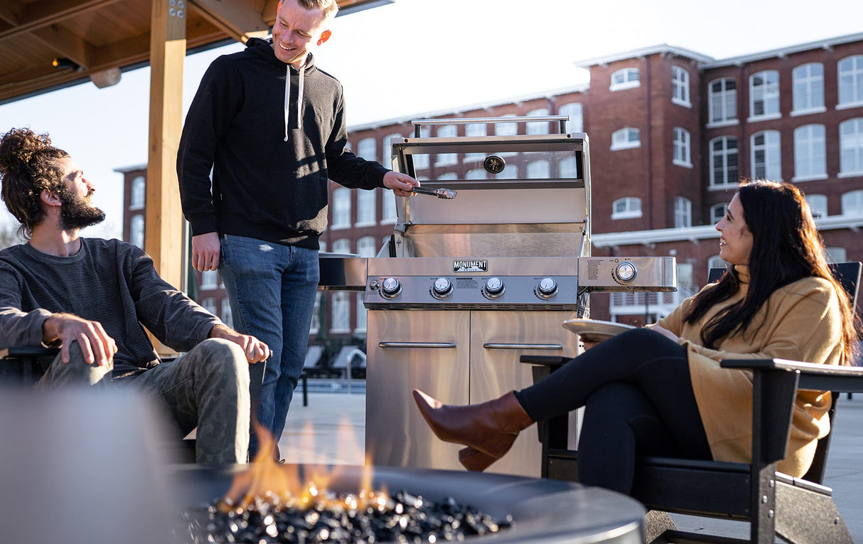 Monument Grills Larger Convertible 4-Burner Natural Gas Grill Stainless Steel Cabinet Style Propane Grills with Conversion Kit(2 Items) Monument Grills