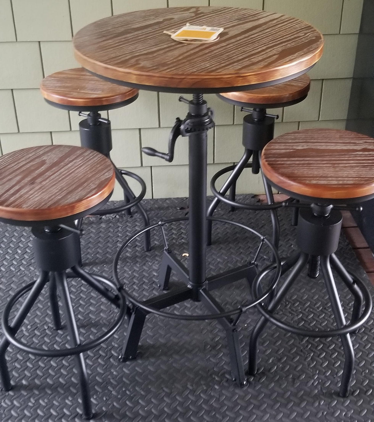 LOKKHAN Set of 2 Industrial Bar Stool-Height Adjustable Swivel Wood and Metal Bar Stool,Farmhouse Stool,Extra Tall Pub Height,23"-29" LOKKHAN