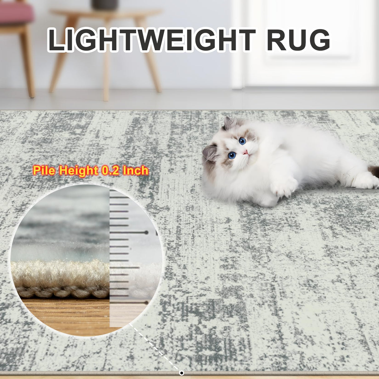 8x10 Area Rugs for Living Room - Washable Rug Modern Abstract Soft Large Neutral Non-Slip Carpet Indoor Floor Stain Resistant Thin Carpets for Bedroom Dining Room Farmhouse Nursery Home Office Grey PLHXFR