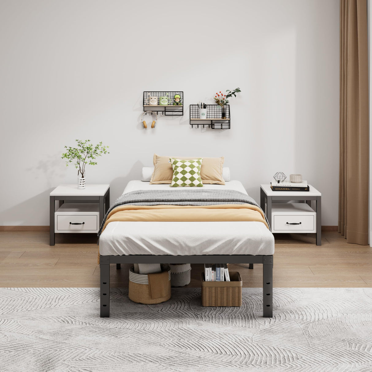 LUMUNANCE Metal Bed Frame Twin Size - 14 Inch Heavy-Duty Twin Platform Bed Frame No Box Spring Needed, Easy Assembly, Noise-Free, Sturdy Mattress Foundation, Underbed Storage Space LUMUNANCE