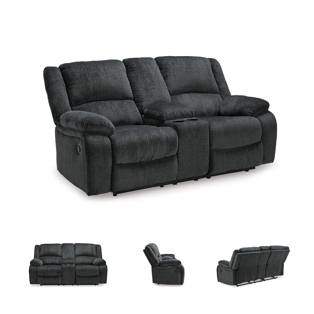 Signature Design by Ashley Draycoll Contemporary Double Reclining Manual Loveseat with Center Console, Dark Gray Signature Design by Ashley