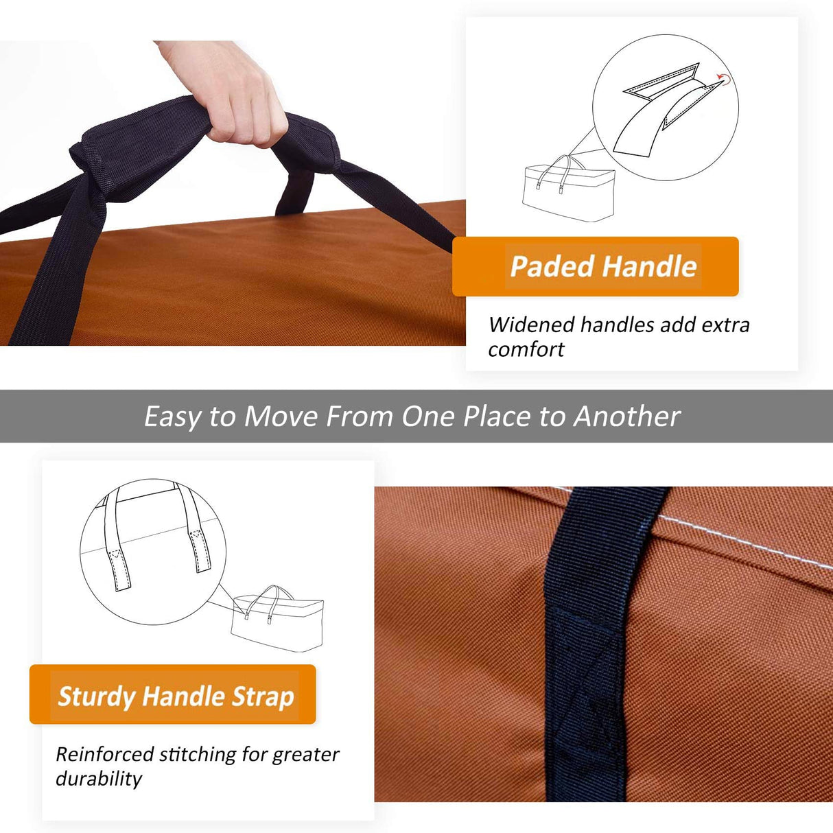 NettyPro Outdoor Patio Cushion Storage Bags Water-Resistant Large Storage Bag with Zipper and Handle for Patio Furniture Cushion Christmas Tree 7.5 Ft, 50 x 15 x 25 Inch, Brown NettyPro