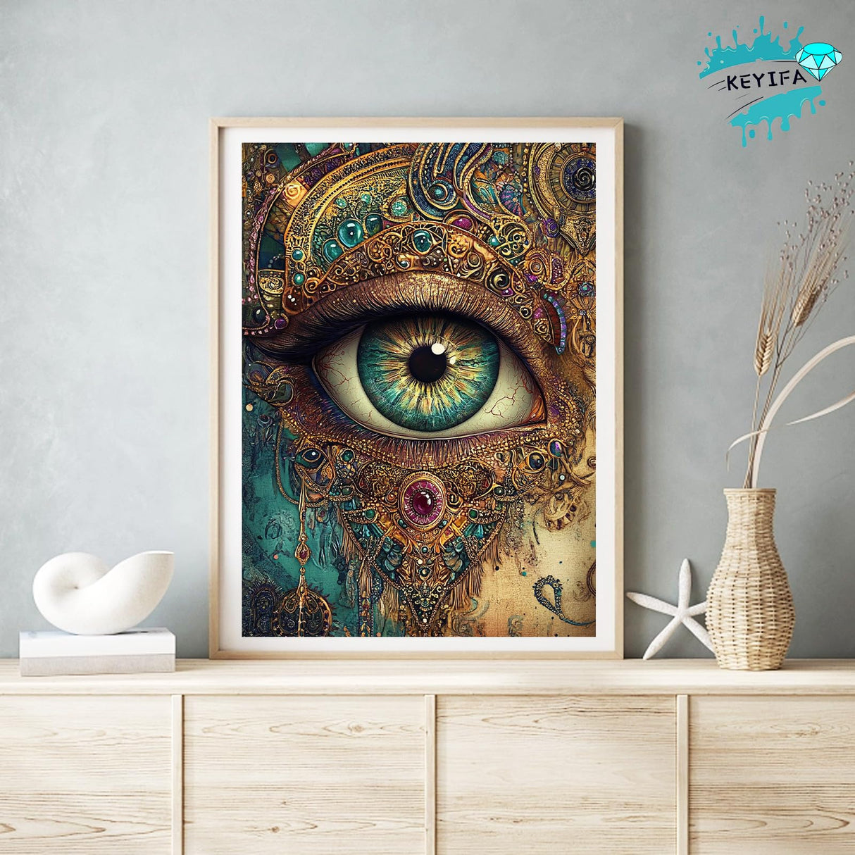 KEYIFA Eye Diamond Art Kits, 5D DIY Diamond Painting for Adults, Round Full Drill, Fantasy Diamonds Dots Mosaic Painting, Crystal Gem Arts Craft for Home Wall Decor 12x16 in KEYIFA