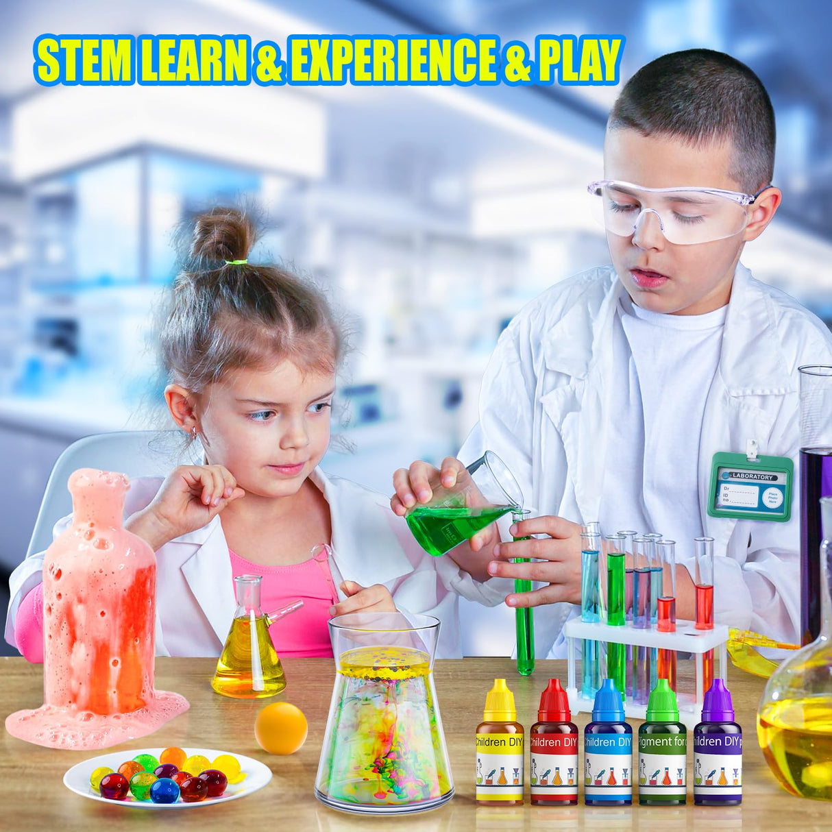 90 Lab Experiments Science Kit for Kids, STEM Activities Educational Scientist Toys Gifts for Age 6-12 Year Old Boys Girls, Chemistry and Physics Set Toys, Volcano Eruption Sbekiev