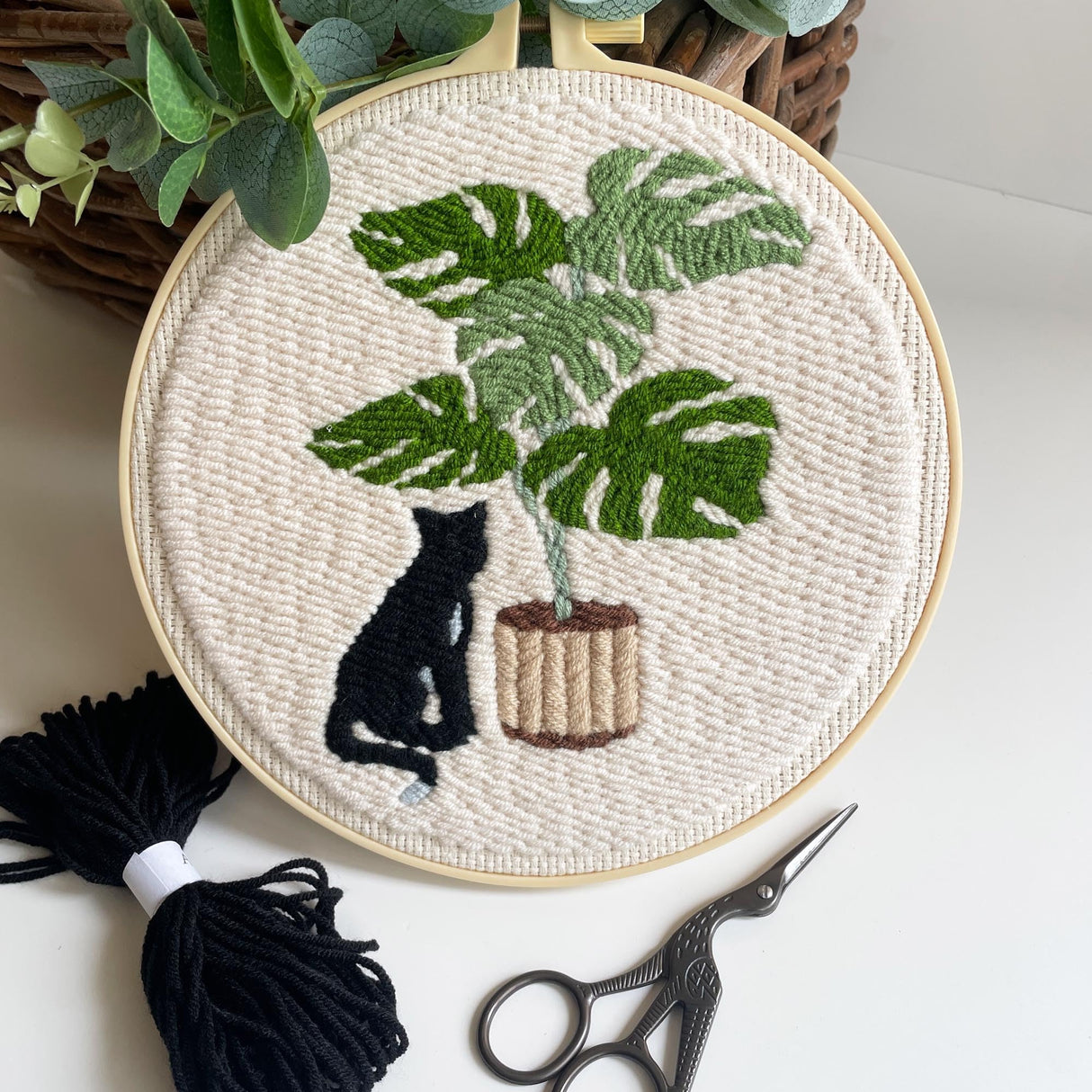 Myfelicity Punch Needle Kit for Adults, Beginners, Kids, Cat and Greenery Patterns, Includes Punching Needle Supplies Myfelicity