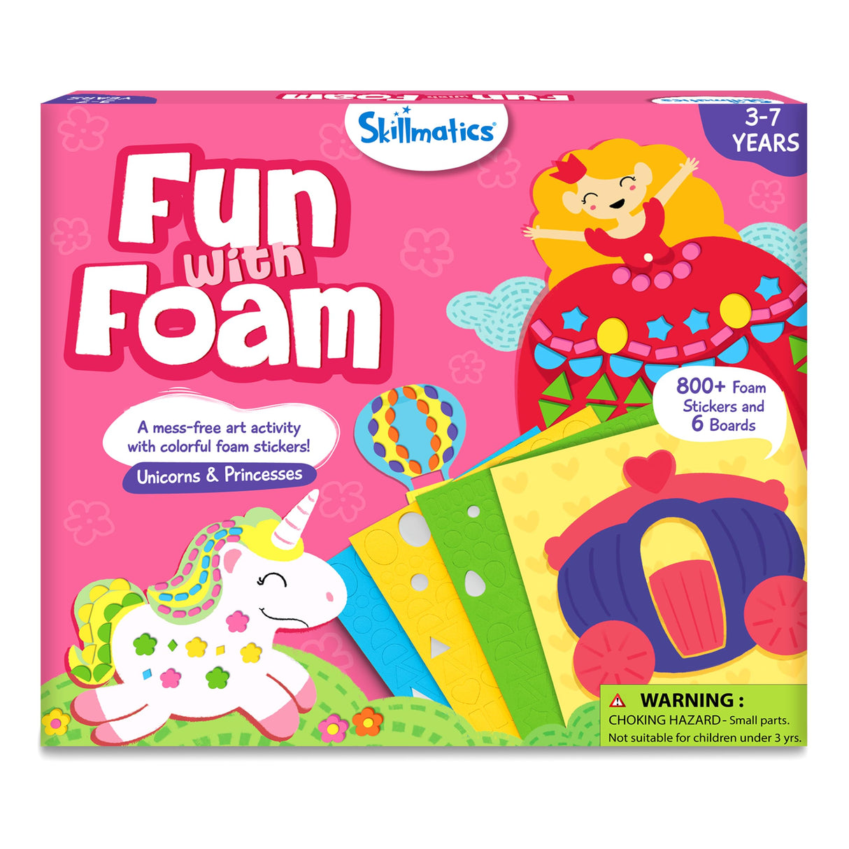 Skillmatics Foam Sticker Art Activity - Unicorns & Princesses, Mess-Free Fun for Kids, 800+ 3D Foam Stickers, DIY Felt Craft Kits, Gifts for Girls & Boys Ages 3, 4, 5, 6, 7 Skillmatics