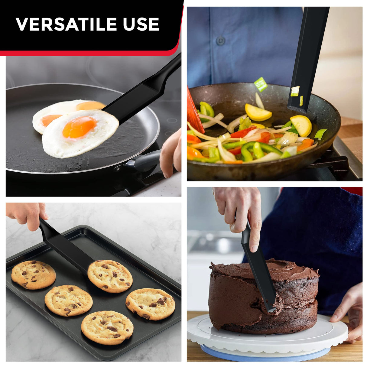 Mueller EuroPhoria Series Spatula, Heat Resistant Nylon Kitchen Turner, Cooking Utensils for Flipping Pancakes, Eggs, Burgers, Crepes and More, Perfect for Nonstick Cookware, Black MÜELLERHOME