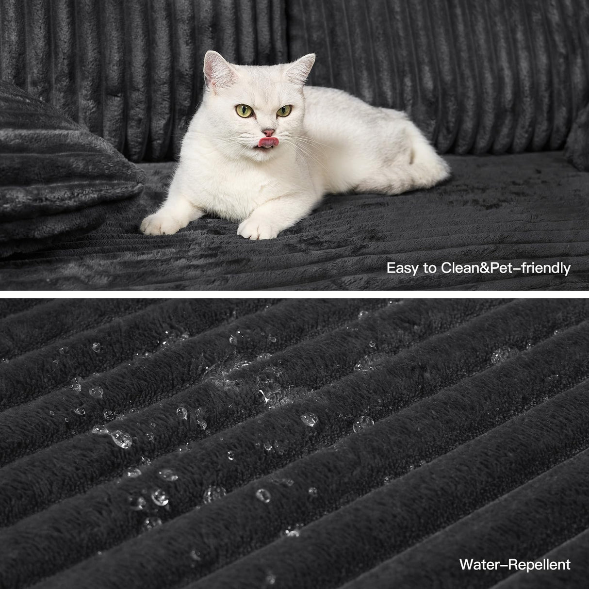 Belffin Sectional Couch with L-Shape Chaise L Shaped Couch with Ottoman Sectional Couches for Living Room Corduroy (Dark Grey, L Shaped) Belffin