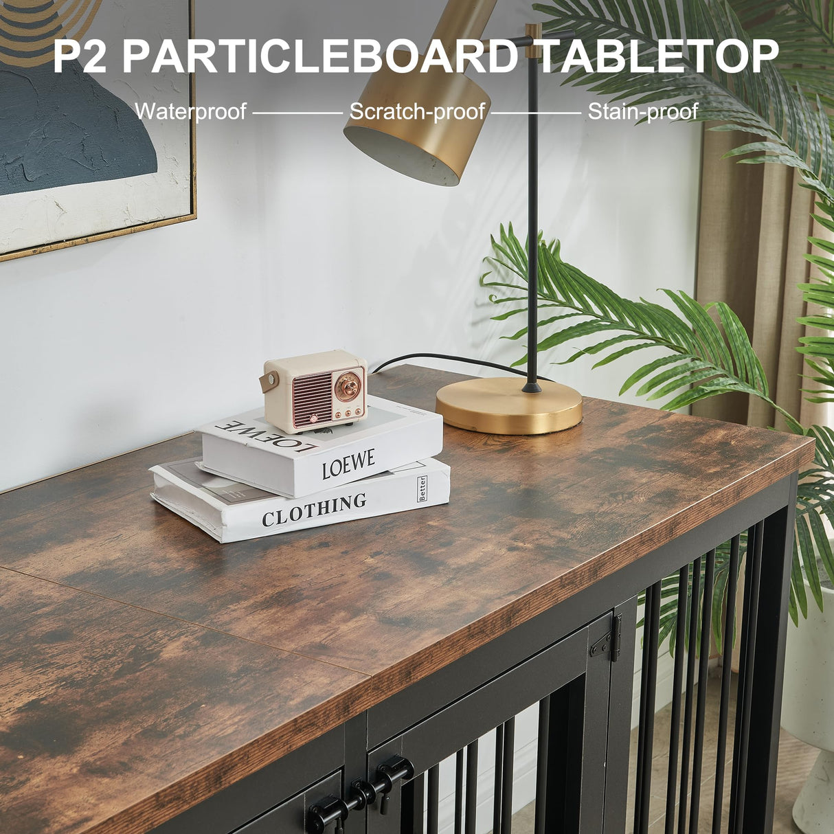 70.9'' Double Dog Crate Furniture, Furniture Style Dog Crate Table, Wood Crates for Dogs Kennel Indoor with Removable Divider, XXL Heavy Duty Decorative Dog Crate Table for 2 Dogs (Black) MAOVUIO