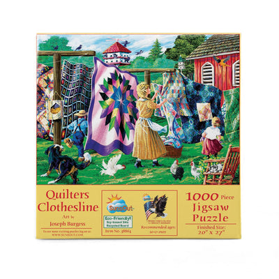 SUNSOUT INC - Quilter's Clothesline - 1000 pc Jigsaw Puzzle by Artist: Joseph Burgess - Finished Size 20" x 27" - MPN# 38864