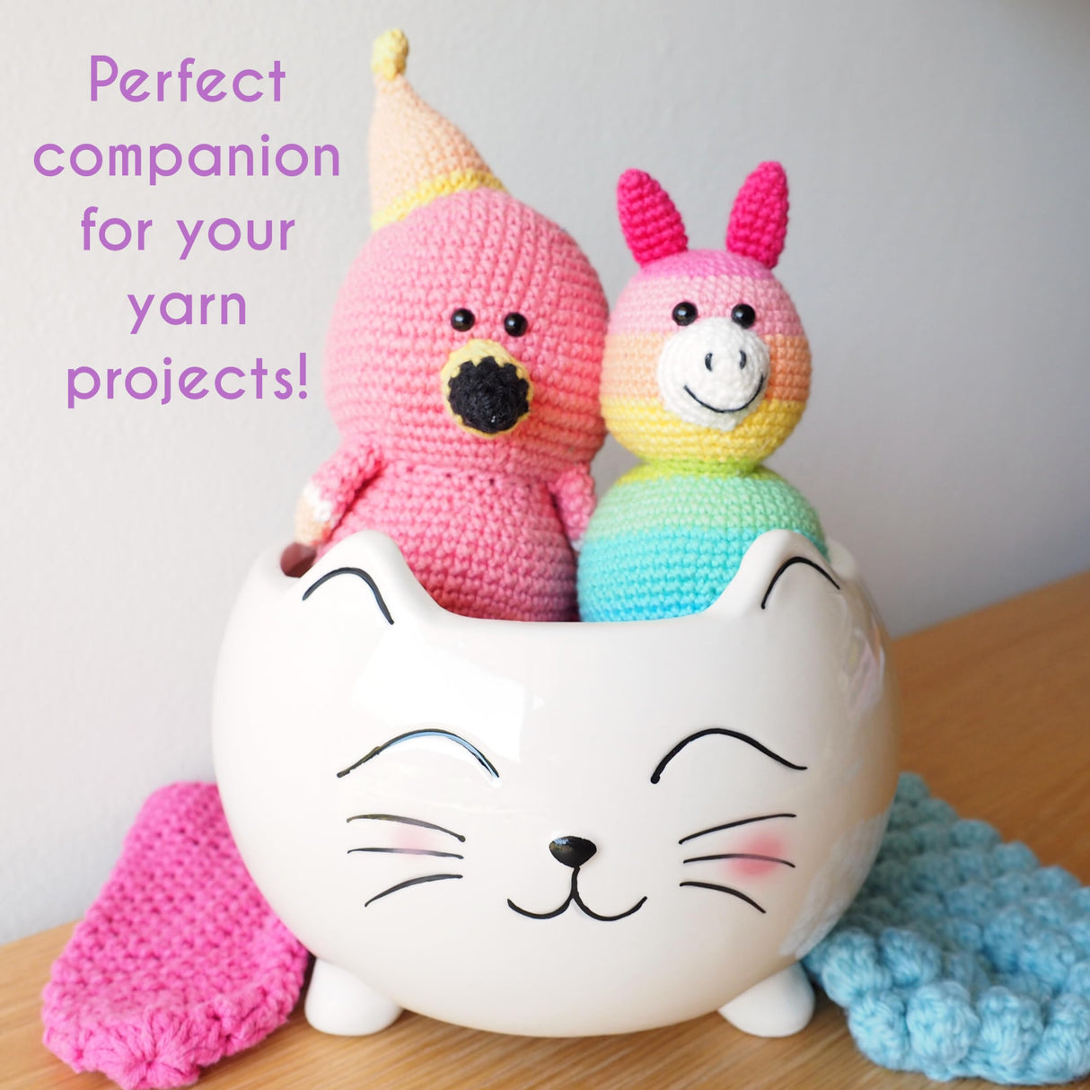 Cat Yarn Bowl for Knitting - Cute Ceramic Knitting Bowl Extra Large - Ceramic Yarn Bowl Crochet Accessories Yarn Holder Storage Gift for Knitters Funny Evovee