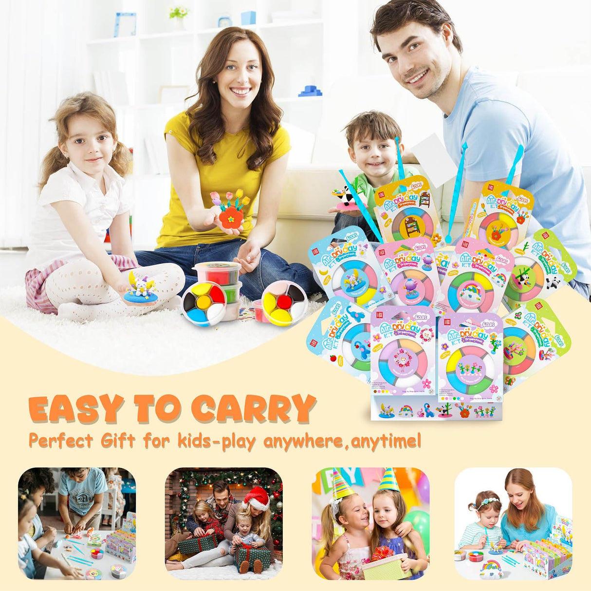 Air Dry Clay Kit - Modeling Clay for Kids 10 Boxes mit Sculpting Tools und Tutorials, Ultra Light & Soft, Safe & Non-Toxic, DIY Model Magic Clay,Creative Crafts Toys Gifts for Girls Boys 3+ Years Old LOUFOR