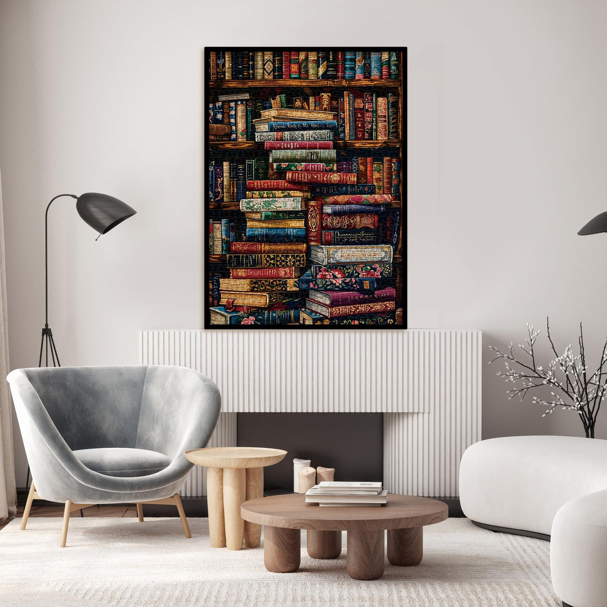 Vintage Library Bookshelf Jigsaw Puzzle 1000 Piece for Adult, Funny Books Challenging Painting Jigsaw Puzzles, Art Aesthetic Difficult Puzzle Larkipuzz