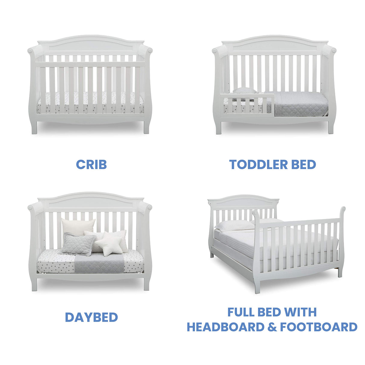 Delta Children Lancaster 4-in-1 Convertible Baby Crib, Bianca White Delta Children