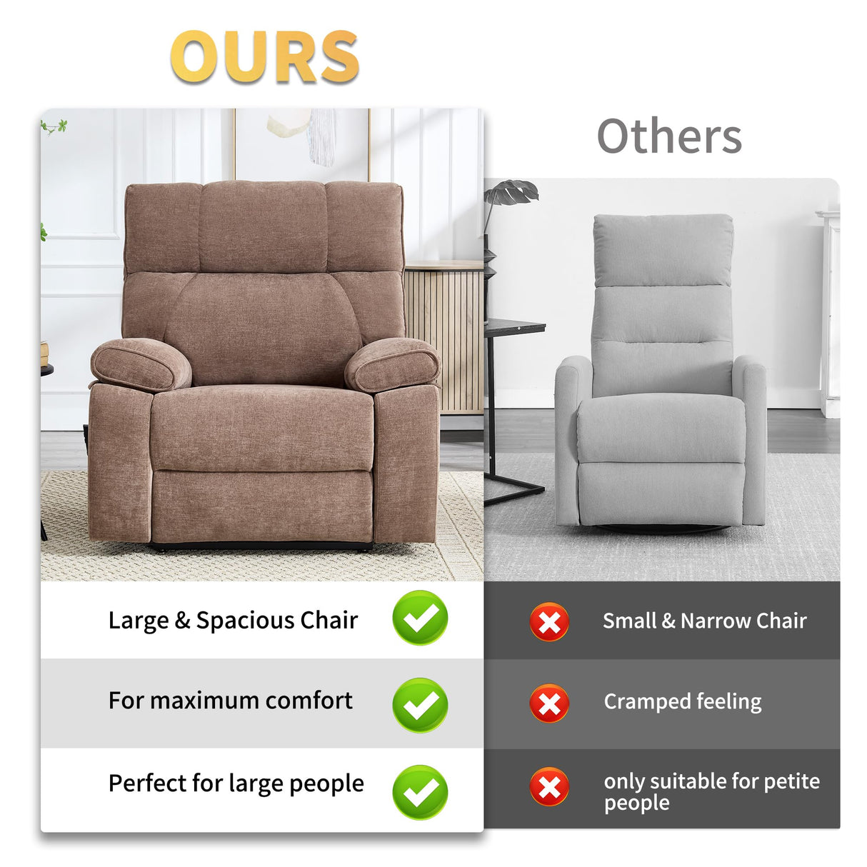 Trustyue Extra Large Dual Motor Power Lift Recliner Chair, Lift Chair with Massage and Heat for Elderly, Lay Flat Recliner, Standing Assistance, Stainless Steel Cup Holders, Chenille Brown Trustyue